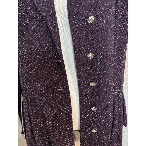 Design Today's by Song & Sung Purple Black Silver Sparkling Button Up Duster 1X - Picture 3 of 7